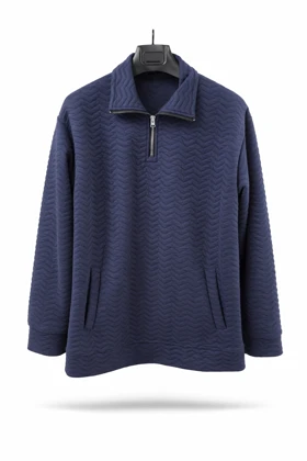 ژاکت دورس نیم زیب رنگ سرمه ای استایل لش لانگ کیفیت عالی