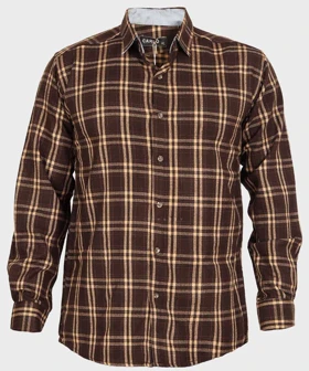 پیراهن مردانه پشمی چهارخانه و قهوه ای 0156