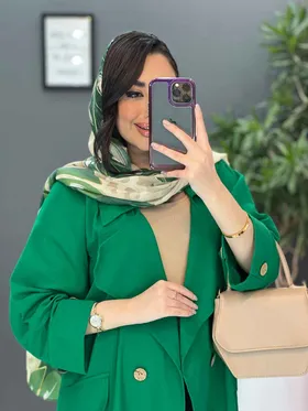 مانتو دکمه چوبی پشت بنددار