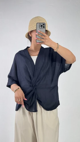شومیز جلو گره کد 500691 (سرمه اى)