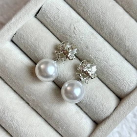 گوشواره طرح خورشید و شیر نقره ای