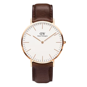 ساعت مچی مردانه دنیل ولینگتون بند چرم قهوه ای DW-3540-G