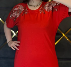 بلوز زنانه ویسکوز نگین‌دار