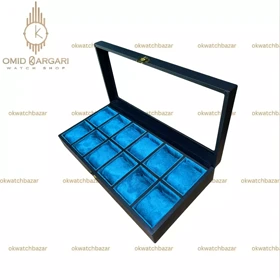 جعبه دوازده تایی چوبی داخل آبی Watch Box