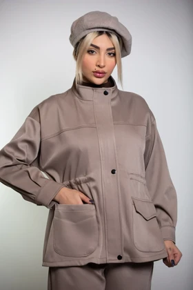 بارانی کجراه زیپ‌دار (نسکافه ای)