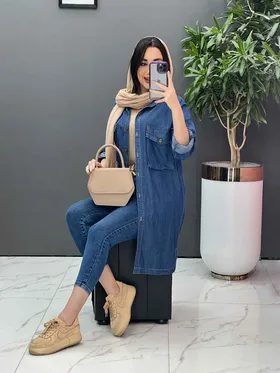 مانتو جین کاغذی دو جیب