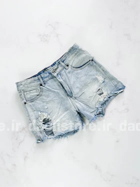 شورتک کوتاه جین زاپ‌دار پاچه ریش
