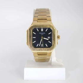 ساعت مچی مردانه پتک فیلیپ Patek Philippe موتور کوارتز ژاپن و رنگ ثابت (طلائی صفحه مشکی)