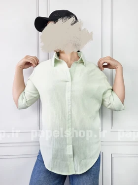 شومیز مانتویی کراش آستین پاکتی