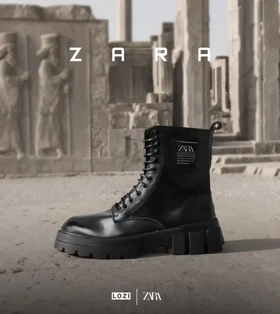 بوت مردانه چرمی مشکی ZARA مدل 6208