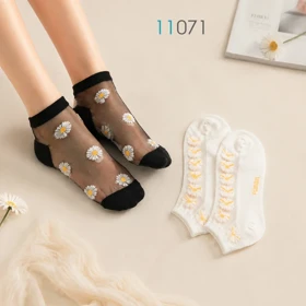 پک 2 جفتی جوراب شیشه ای طرح بابونه