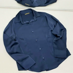 شومیز بیسیک ساتن (سرمه ای)