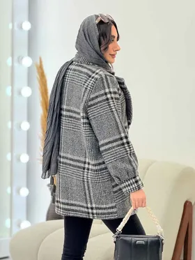 پالتو چهارخونه آستین پیله