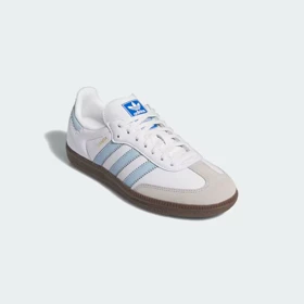 کفش اسپرت کتانی سامبا زنانه و مردانه سفید آبی samba adidas