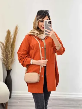 مانتو دکمه مخفی برش‌دار