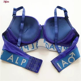 سوتین دکلته فنردار زنانه لنا مدل پوش آپ آبی کاربنی کد 4628