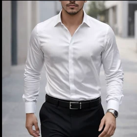 پیراهن سفید اسپورت پارچه دوشین هندی کیفیت عالی