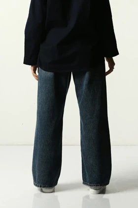 شلوار نیم بگ زنانه آبی