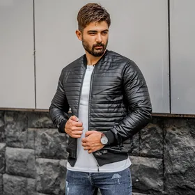 کاپشن مردانه چرم مدل FRIKA
