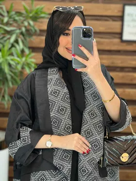 مانتو پانچ ژاکارد سوزن دوزی