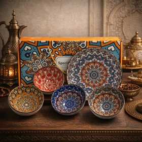 ست 5 عددی سرامیکی مراکشی همراه پک‌کادویی