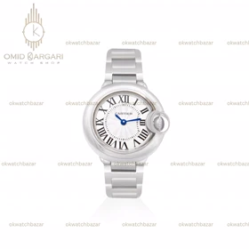 ساعت مچی کارتیه بلن بولو بند سیلور صفحه سفید Cartier Ballon Bleu
