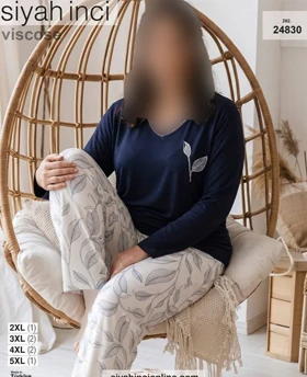 بلوز و شلوار بیگ سایز siyah inci کد 24830