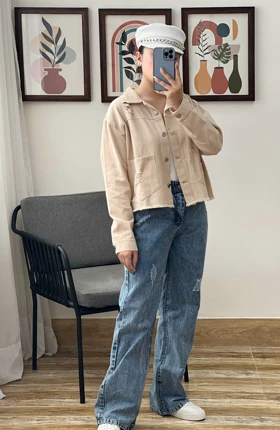 کت کتان زاپ‌دار کد 3147