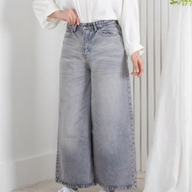 شلوار جین دخترونه فول بگ THREE JEANS 19079