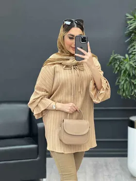 مانتو کراش یقه بند دار