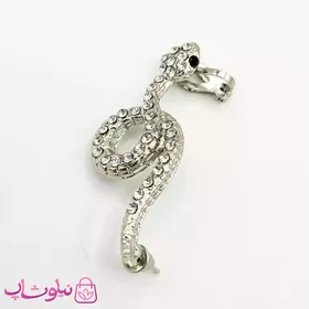 گوشواره لاله گوش نگین‌دار طرح مار نقره ای