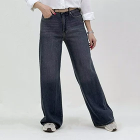 شلوار جین بگی طوسی آبی