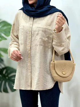 تونیک مانتویی دکمه دار شمیم