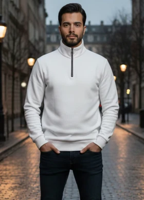 دورس مردانه نیم زیپ مدل Behbod-سفید