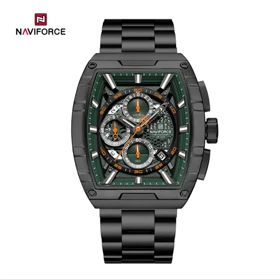 ساعت مچی اورجینال نیوی فورس Nf8066 مشکی صفحه سبز مدل m-10361