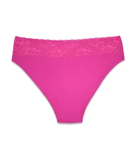 شورت زنانه اسلیپ نخی کمر دانتل بدون کش Neev نیو کد 411 سرخابی Rouge
