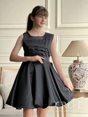 پیراهن ساتن دامن پفی