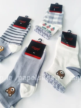جوراب نیم ساق نخ پنبه طرح خرس و گل