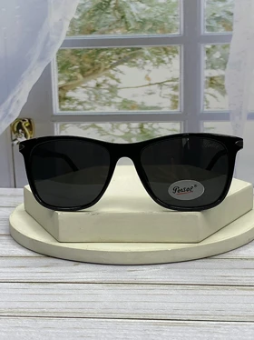 خرید عینک آفتابی پرسول مدل P6808 سایز 53 فریم مشکی براق عدسی پلیکربنات UV400 پلاریزه مخصوص رانندگی