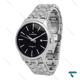 ساعت نیوی فورس NF9230 مردانه سیلور صفحه مشکی NaviForce-7054-G