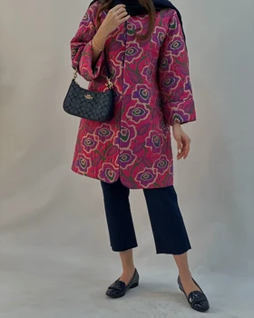 مانتو فلور رنگ سرخابی