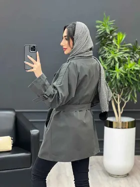 بارانی شش دکمه ژیله گرد کوتاه