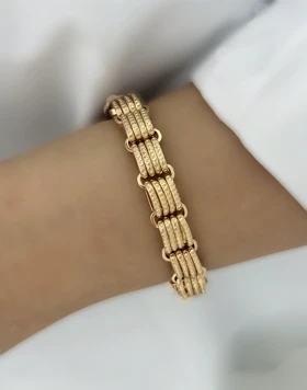 دستبند زنانه چندردیفه لوکس طلایی 1023
