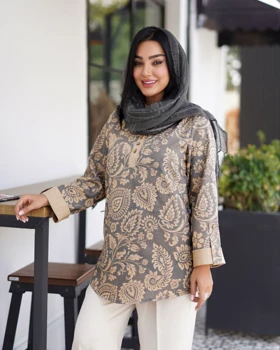 شومیز مانتویی خنک زنانه مدل ستین کد 3013