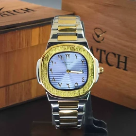 ساعت مچی مردانه پتک فیلیپ Patek Philippe تاریخ دار با قفل پروانه ای ضامن دار کد 2