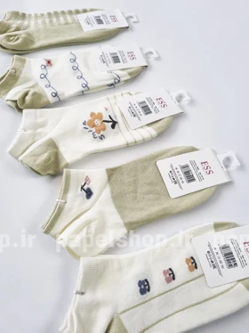 جوراب مچی نخ پنبه خارا طرح گل و فانتزی