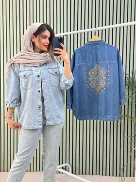 مانتو جین گلدوزی