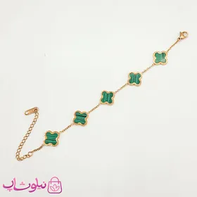 دستبند دخترانه مدل ونکلیف سبز رزگلد