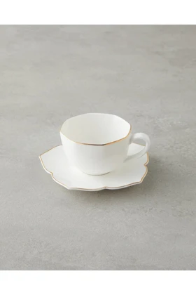 سرویس فنجان قهوه دو نفره English Home مدل Pure Poem Bone China - سفید-طلایی