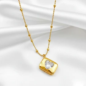 گردنبند ژوپینگ طرح پاکت نامه و قلب نگین‌دار